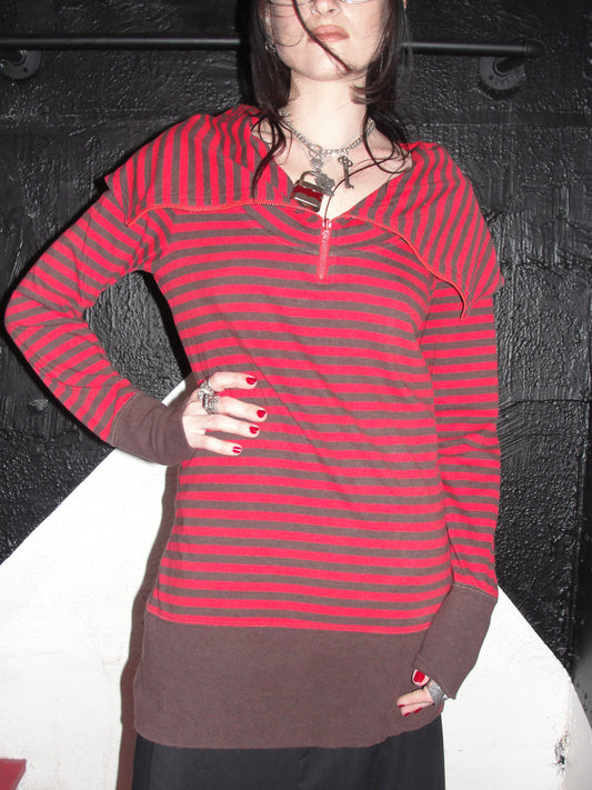 Y2K Striped Layering Sweater