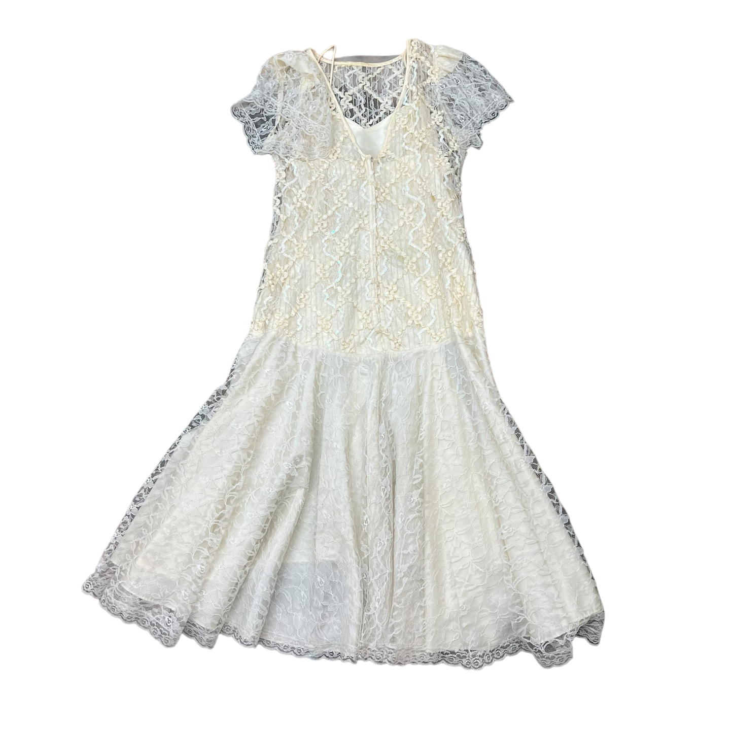 LONG WHITE VINTAGE LACEY DRESS